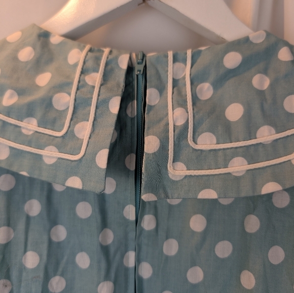 Laura Ashley Vintage Blue Polka Dot Sailor Dress Size 12 In EUC - Picture 14 of 14